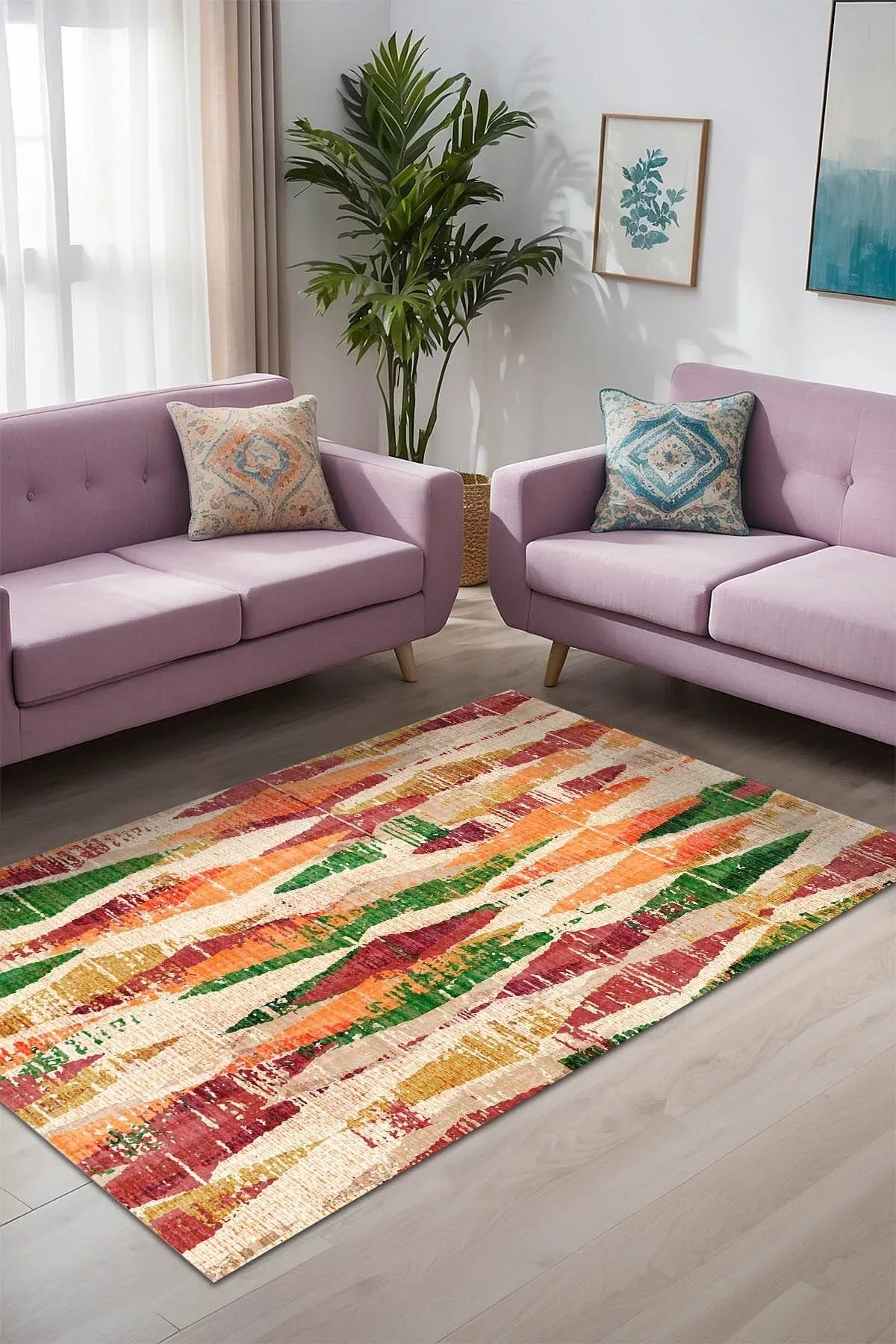 Colorina Modern Kadife Yıkanabilir Kaymaz Pamuk Tabanlı Antibaktriyel Salon Halısı - Aydahome