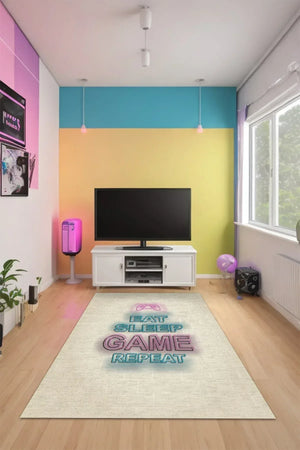 Hona Modern Şönil Gamer Halısı Pamuk Tabanlı Yıkanabilen Kaymaz Genç Odası Oyuncu Gaming Halısı - Aydahome