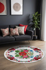 Rifa Çiçek Desenli Şönil Pamuk Taban Kaymaz Yıkanabilen Antibakteriyel - Aydahome