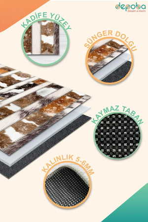 Cerenomy Modern Kadife Yıkanabilir Kaymaz Pamuk Tabanlı Antibakteriyel Salon Halısı - Aydahome
