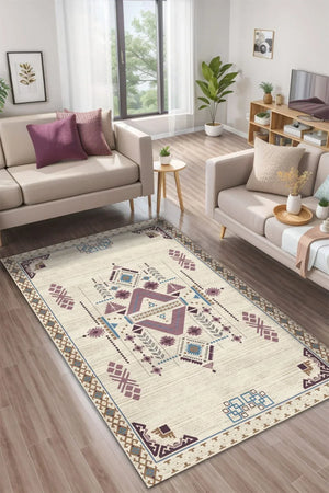 Plum Modern Kadife Yıkanabilir Kaymaz Pamuk Tabanlı Antibakteriyel Salon Halısı - Aydahome