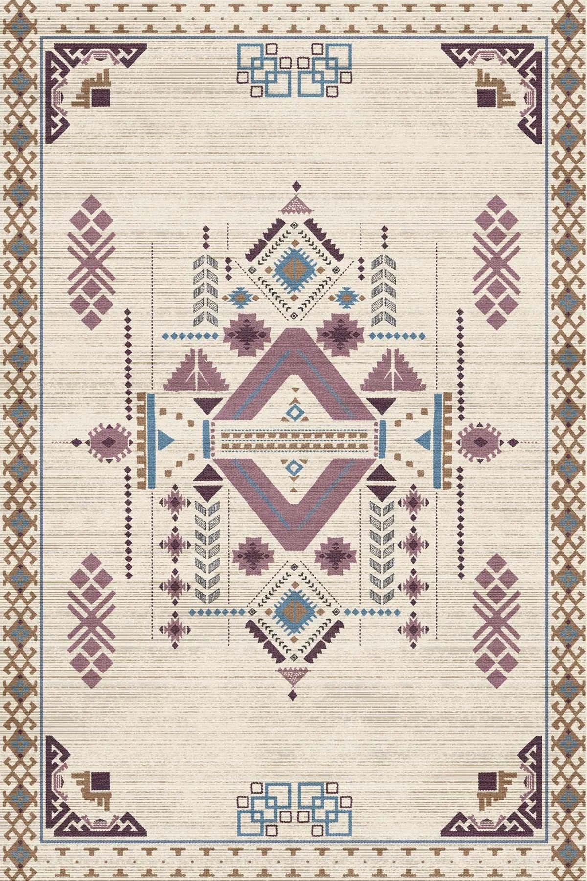 Plum Modern Kadife Yıkanabilir Kaymaz Pamuk Tabanlı Antibakteriyel Salon Halısı - Aydahome