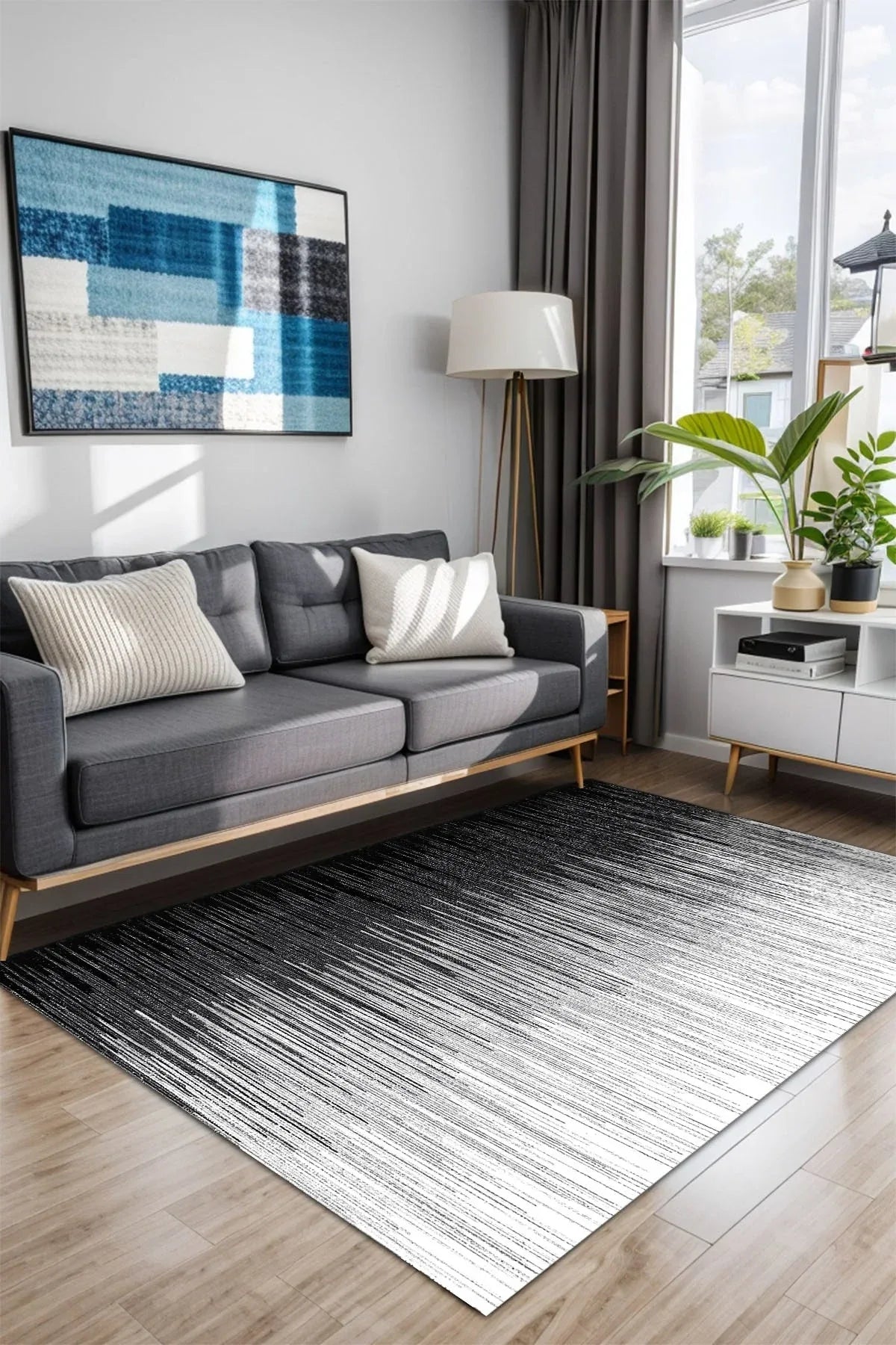 Cozzy Modern Kadife Yıkanabilir Kaymaz Pamuk Tabanlı Antibakteriyel Salon Halısı - Aydahome
