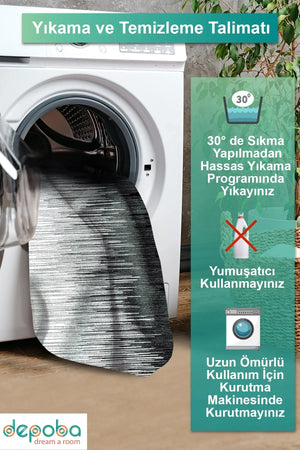 Cozzy Modern Kadife Yıkanabilir Kaymaz Pamuk Tabanlı Antibakteriyel Salon Halısı - Aydahome