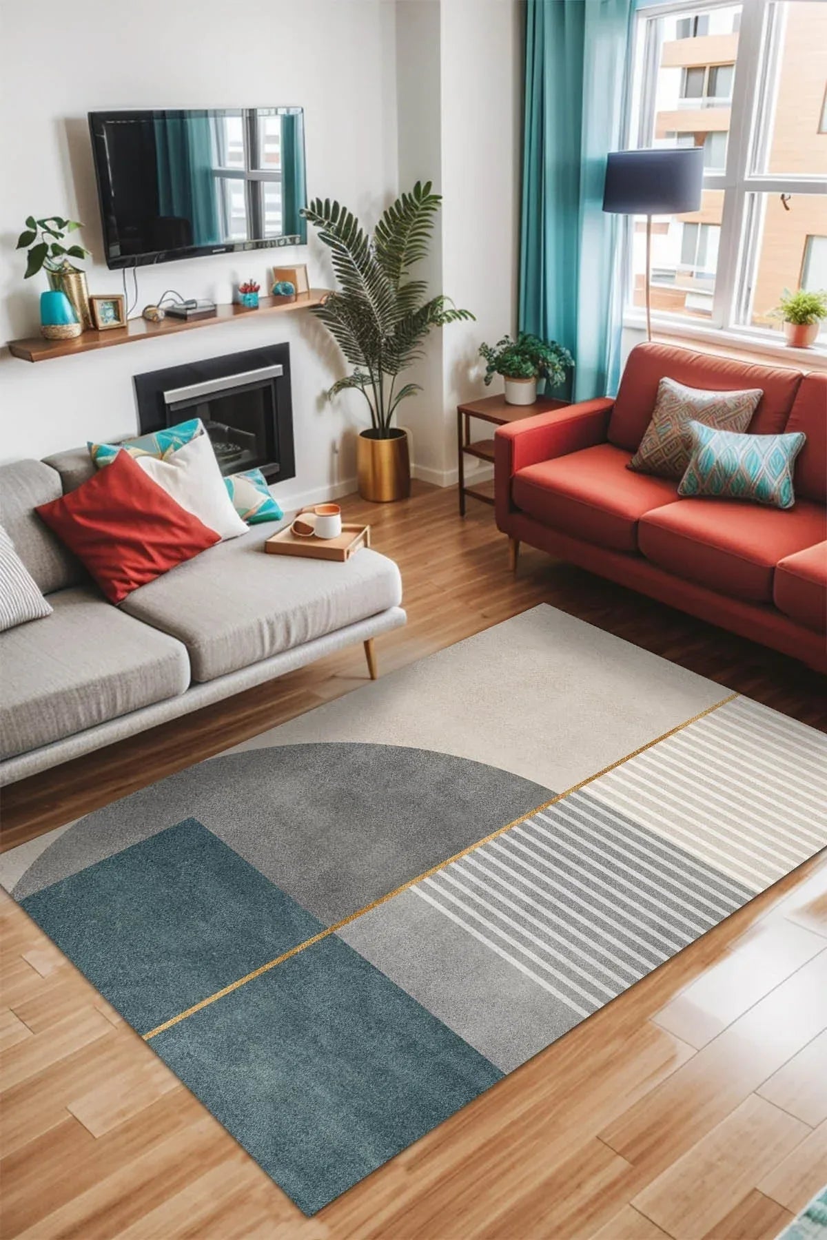 Lavin Modern Kadife Yıkanabilir Kaymaz Pamuk Tabanlı Antibakteriyel Salon Halısı - Aydahome