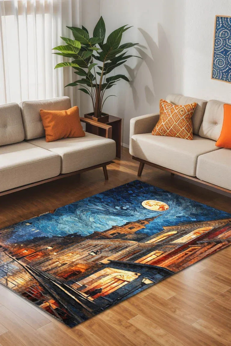Manz Modern Kadife Yıkanabilir Kaymaz Pamuk Tabanlı Antibakteriyel Salon Halısı - Aydahome