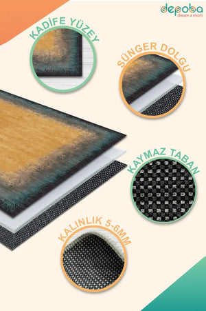 Mistina Modern Kadife Yıkanabilir Kaymaz Pamuk Tabanlı Antibakteriyel Salon Halısı - Aydahome