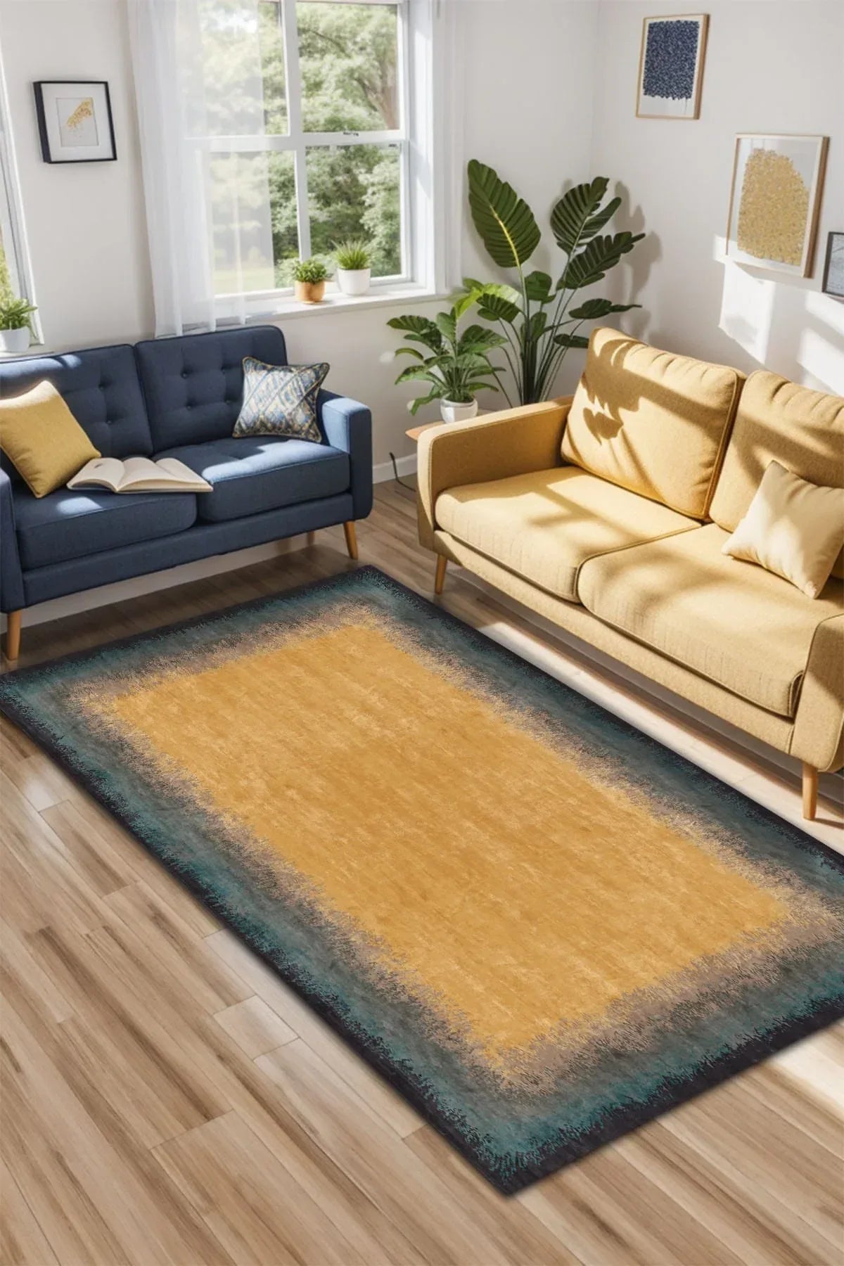 Mistina Modern Kadife Yıkanabilir Kaymaz Pamuk Tabanlı Antibakteriyel Salon Halısı - Aydahome