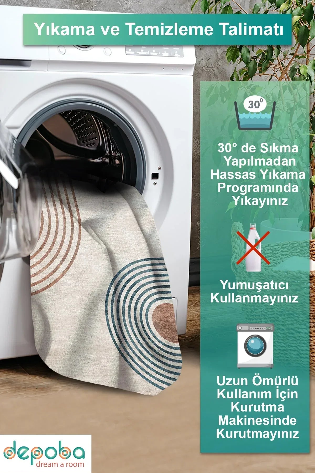 Reyaz Modern Kadife Yıkanabilir Kaymaz Pamuk Tabanlı Antibakteriyel Salon Halısı - Aydahome