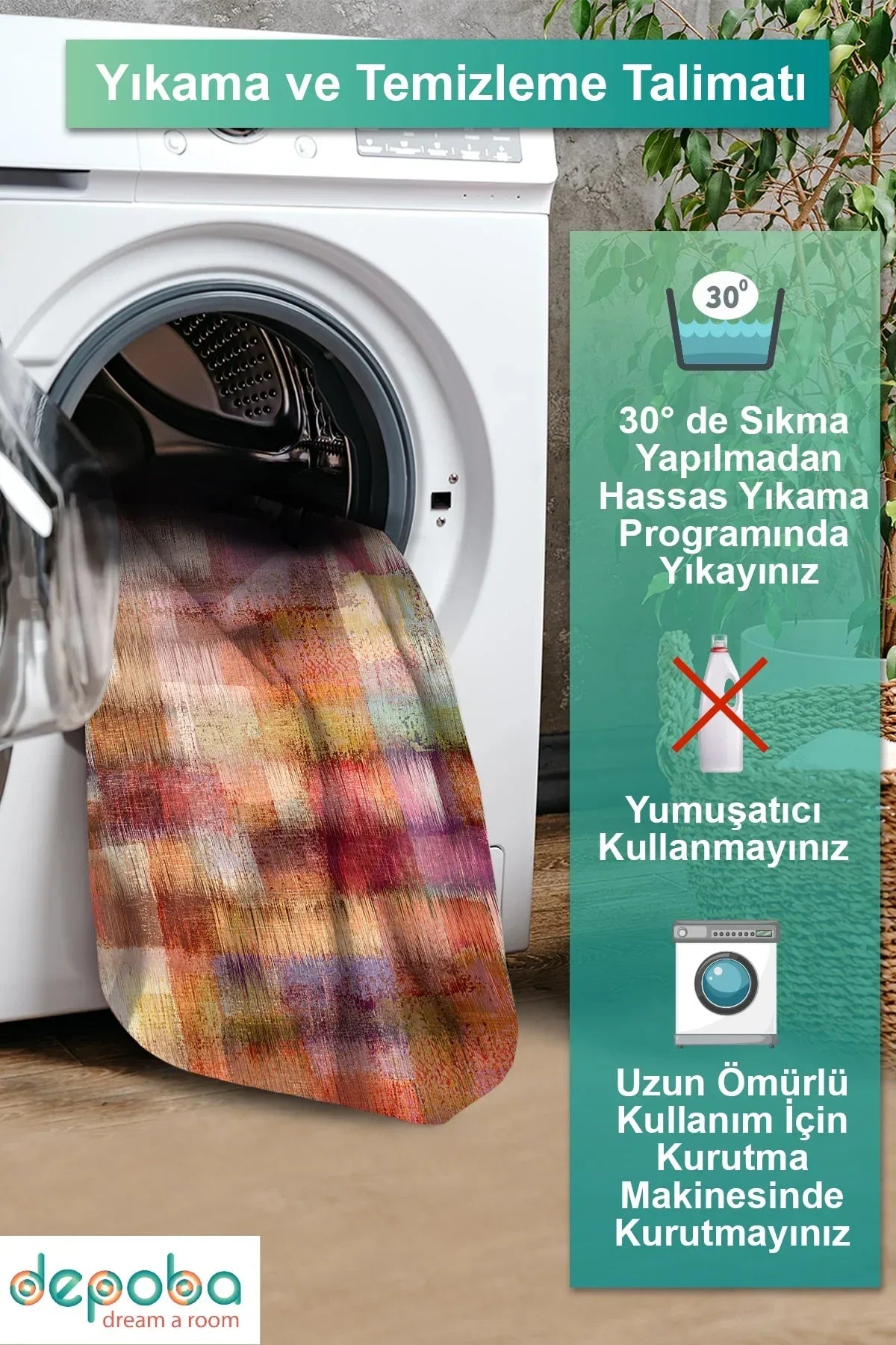 Shoda Modern Kadife Yıkanabilir Kaymaz Pamuk Tabanlı Antibakteriyel Salon Halısı - Aydahome