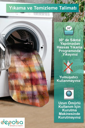 Shoda Modern Kadife Yıkanabilir Kaymaz Pamuk Tabanlı Antibakteriyel Salon Halısı - Aydahome