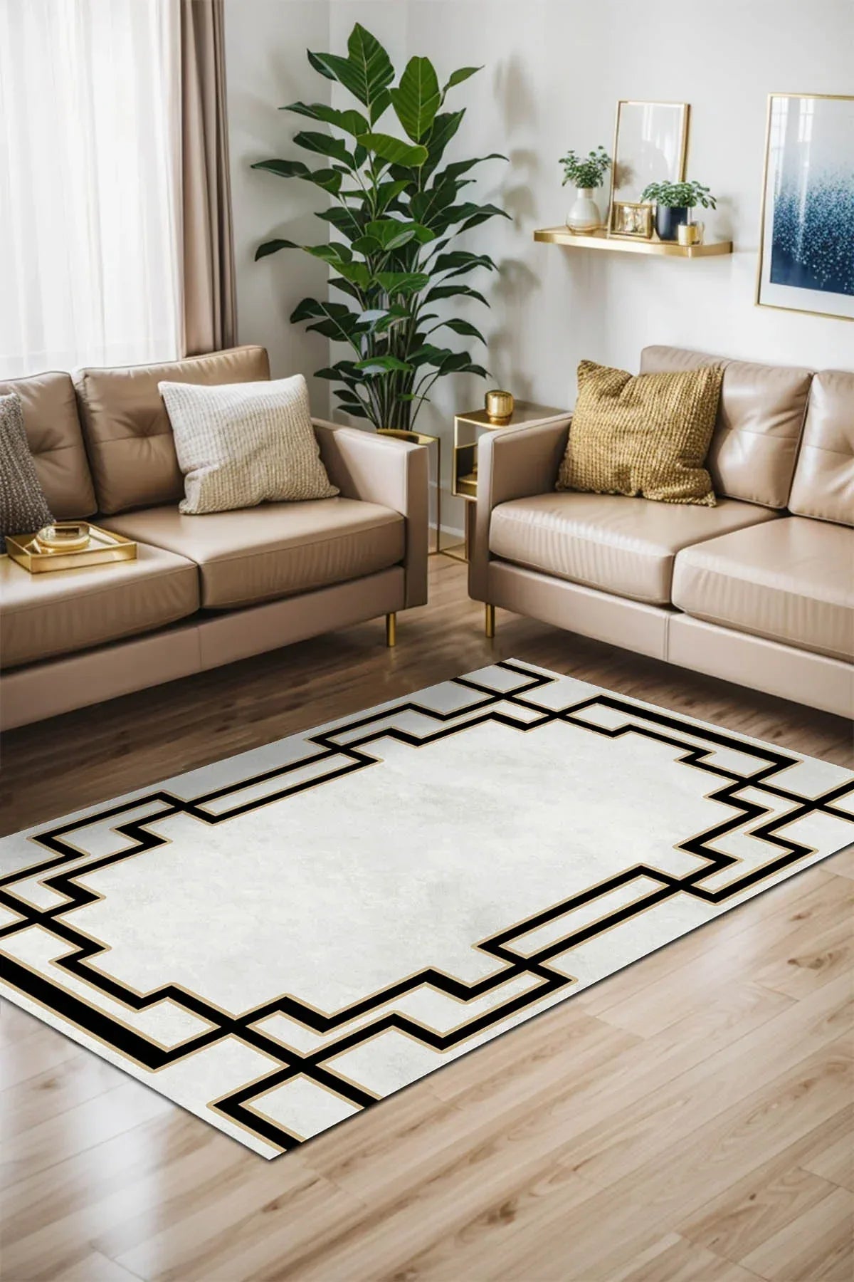 Teddy Modern Kadife Yıkanabilir Kaymaz Pamuk Tabanlı Antibakteriyel Salon Halısı - Aydahome