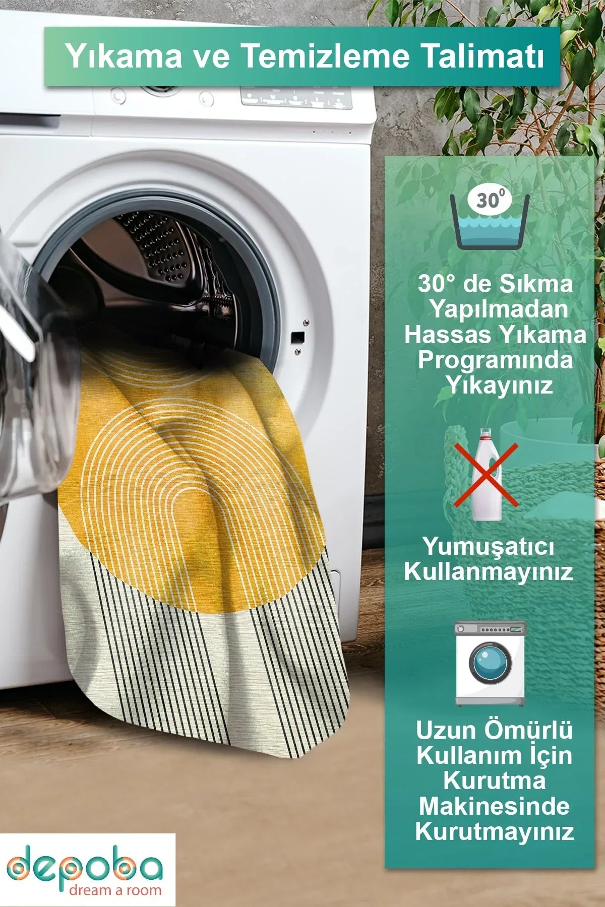 Trana Modern Kadife Yıkanabilir Kaymaz Pamuk Tabanlı Antibakteriyel Salon Halısı - Aydahome
