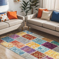 Kepa Patchwork Kadife Yıkanabilir Kaymaz Pamuk Tabanlı Antibakteriyel Salon Halısı - Aydahome