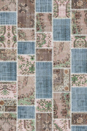 Merkür Patchwork Kadife Yıkanabilir Kaymaz Pamuk Tabanlı Antibakteriyel Salon Halısı - Aydahome