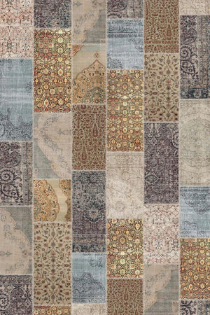 Mordo Patchwork Kadife Yıkanabilir Kaymaz Pamuk Tabanlı Antibakteriyel Salon Halısı - Aydahome