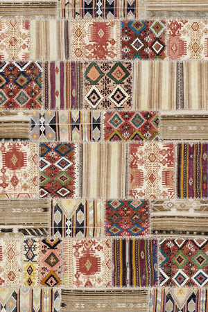Uranüs Patchwork Kadife Yıkanabilir Kaymaz Pamuk Tabanlı Antibakteriyel Salon Halısı - Aydahome