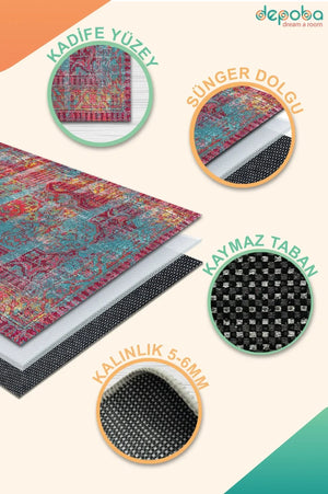 Cloon Modern Kadife Yıkanabilir Kaymaz Pamuk Tabanlı Antibakteriyel Salon Halısı - Aydahome