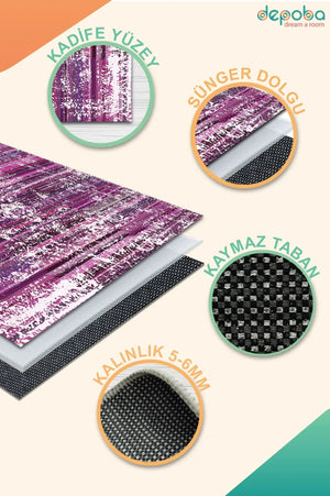 İrya Modern Kadife Yıkanabilir Kaymaz Pamuk Tabanlı Antibakteriyel Salon Halısı - Aydahome
