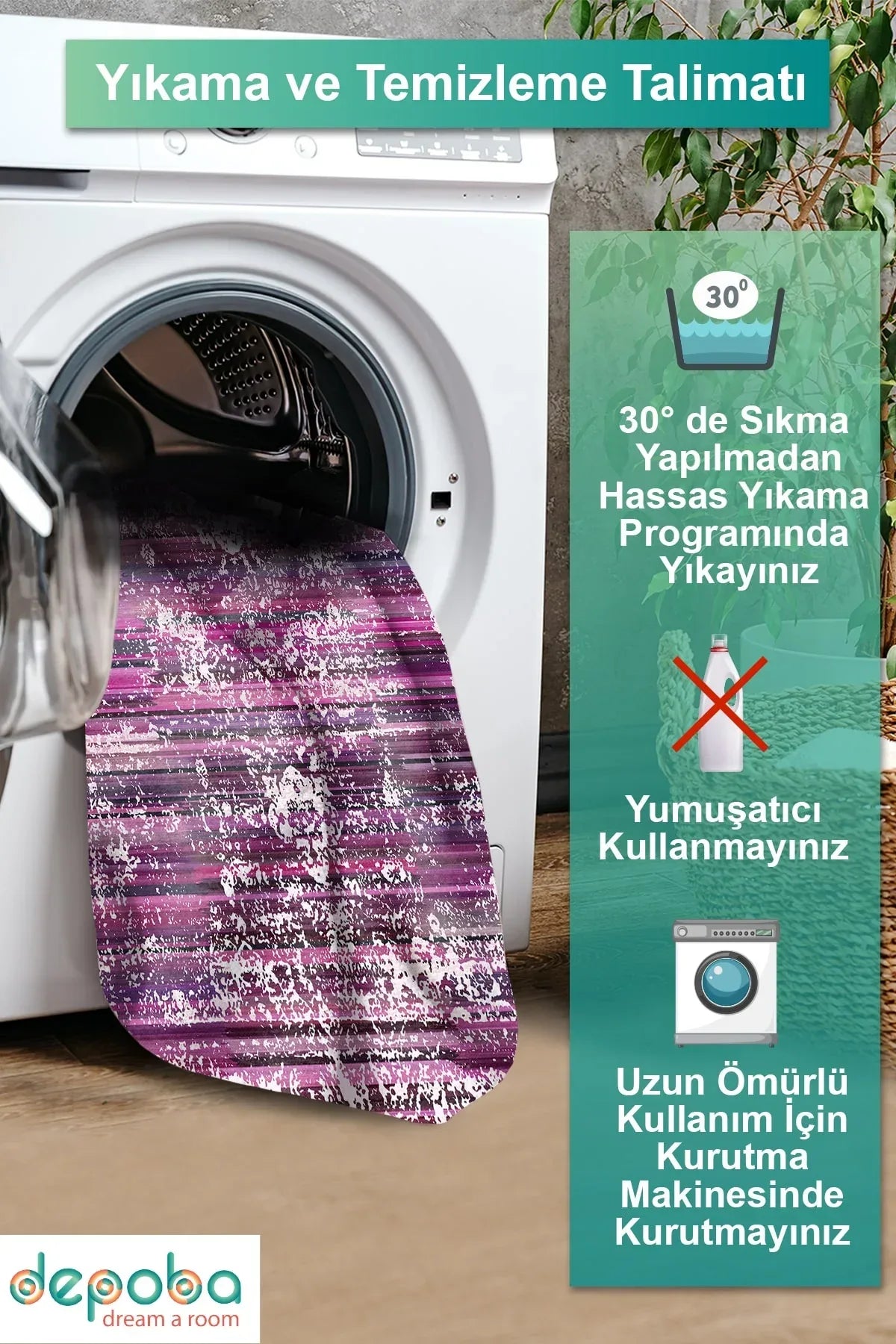 İrya Modern Kadife Yıkanabilir Kaymaz Pamuk Tabanlı Antibakteriyel Salon Halısı - Aydahome