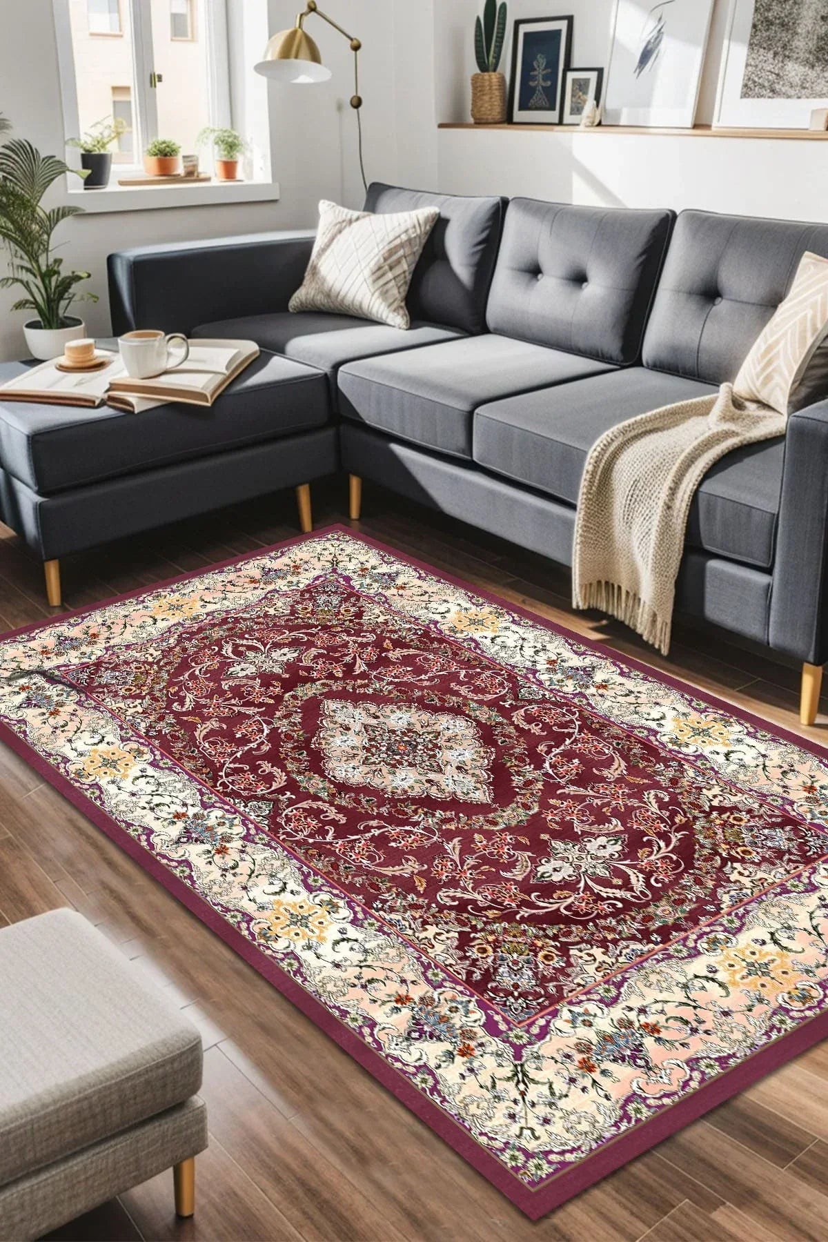 Jesse Modern Kadife Yıkanabilir Kaymaz Pamuk Tabanlı Antibakteriyel Salon Halısı - Aydahome