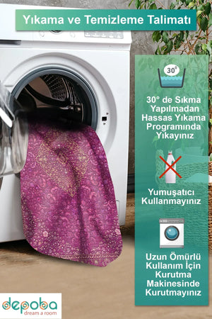 Jutte Vintage Kadife Yıkanabilir Kaymaz Pamuk Tabanlı Antibakteriyel Salon Halısı - Aydahome