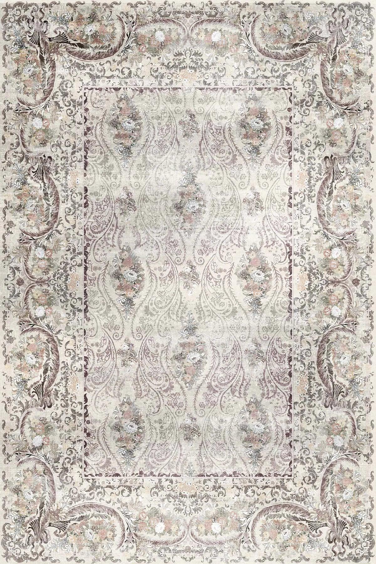 Laven Vintage Kadife Yıkanabilir Kaymaz Pamuk Tabanlı Antibakteriyel Salon Halısı - Aydahome