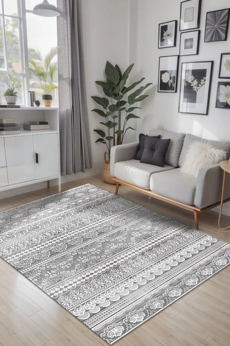 Lima Vintage Kadife Yıkanabilir Kaymaz Pamuk Tabanlı Antibakteriyel Salon Halısı - Aydahome