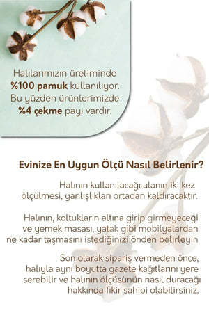 Felenta Vintage Desenli Pamuk Tabanlı Yıkanabilen Kaydırmaz Antibakteriyel Şönil Salon Halısı - Aydahome
