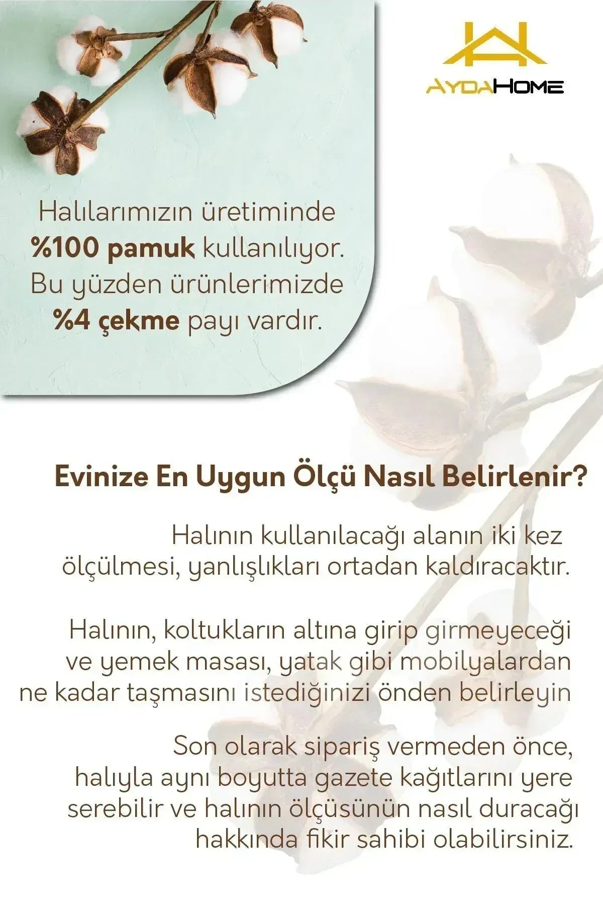 Avlin Pamuk Tabanlı Yıkanabilen Kaydırmaz Antibakteriyel Şönil Salon Halısı - Aydahome