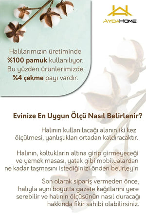 Arımo Floral Desenli Pamuk Tabanlı Yıkanabilen Kaydırmaz Antibakteriyel Şönil Salon Halısı - Aydahome