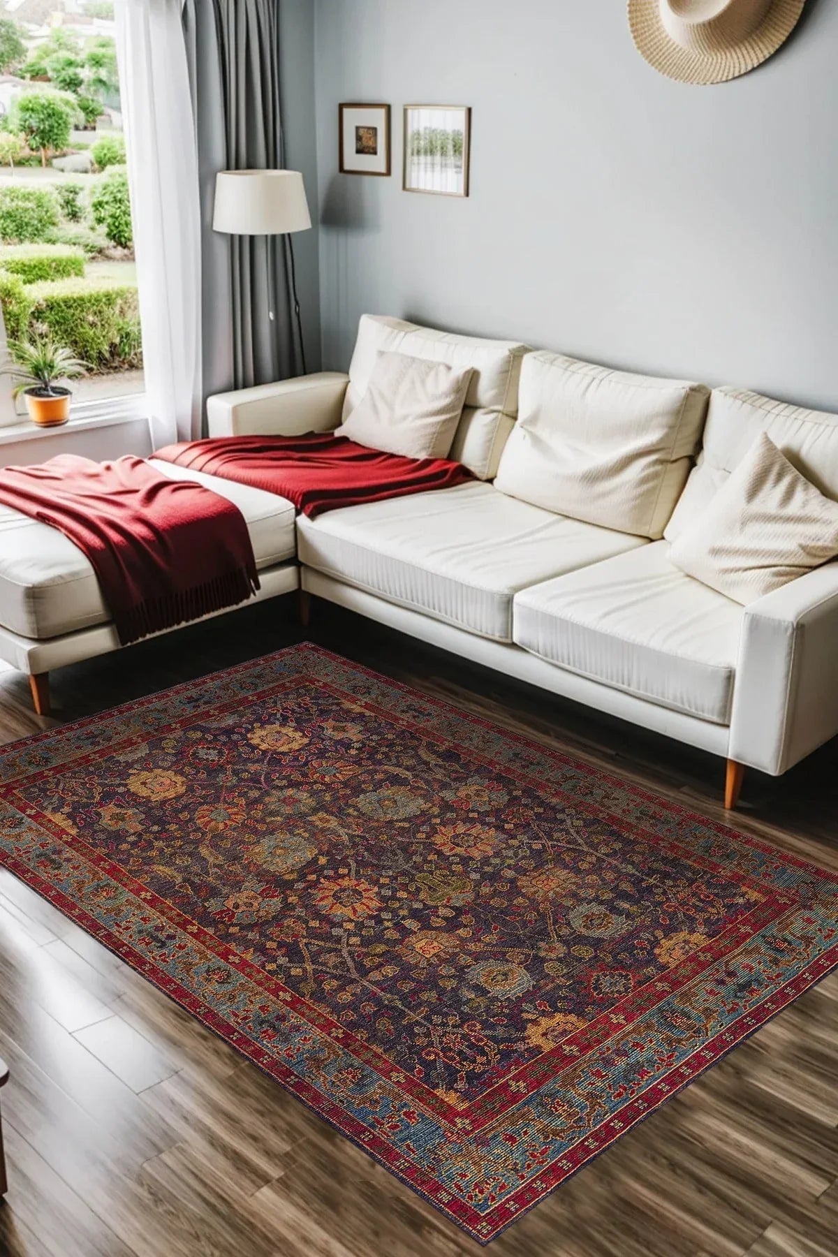 Sarah Modern Kadife Yıkanabilir Kaymaz Pamuk Tabanlı Antibakteriyel Salon Halısı - Aydahome