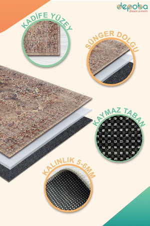 Vanessa Modern Kadife Yıkanabilir Kaymaz Pamuk Tabanlı Antibakteriyel Salon Halısı - Aydahome