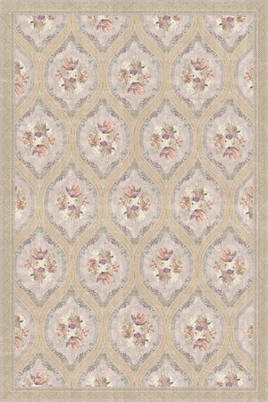 Evanse Floral Desenli Pamuk Tabanlı Yıkanabilen Kaydırmaz Antibakteriyel Şönil Salon Halısı - Aydahome