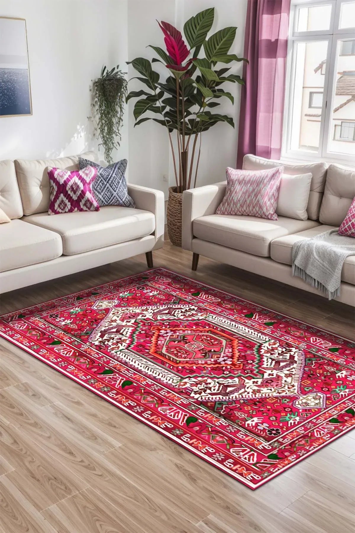 Zaren Modern Kadife Yıkanabilir Kaymaz Pamuk Tabanlı Antibakteriyel Salon Halısı - Aydahome