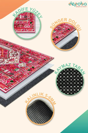 Zaren Modern Kadife Yıkanabilir Kaymaz Pamuk Tabanlı Antibakteriyel Salon Halısı - Aydahome