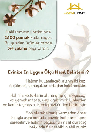 Nesar Floral Desenli Pamuk Tabanlı Yıkanabilen Kaydırmaz Antibakteriyel Şönil Salon Halısı - Aydahome