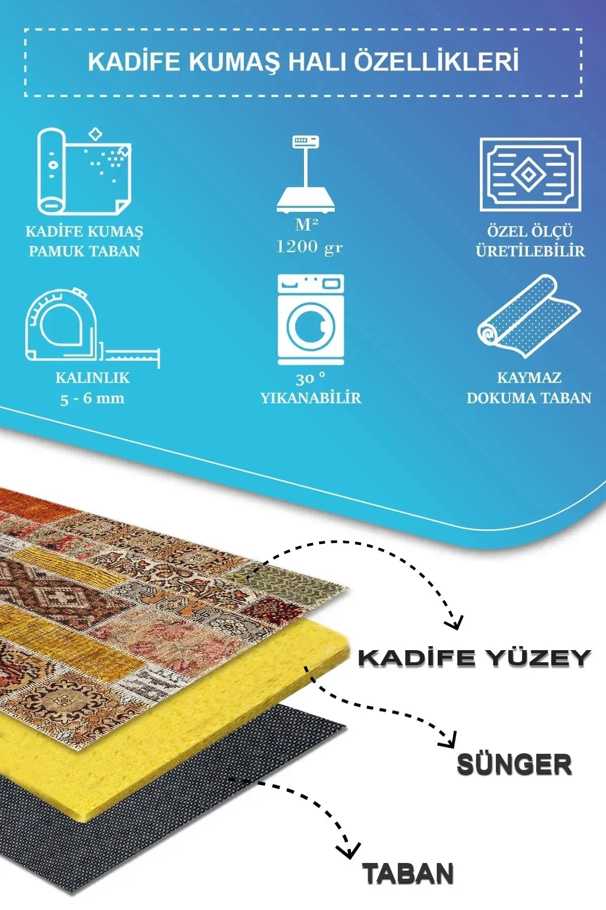 Zaha Modern Kadife Desenli Pamuk Tabanlı Yıkanabilen Kaydırmaz Antibakteriyel Salon Halısı - Aydahome