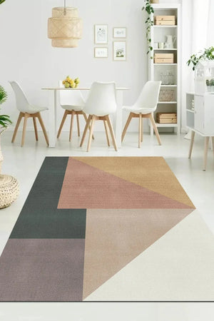 Fobcolors Modern Kadife Desenli Pamuk Tabanlı Yıkanabilen Kaydırmaz Antibakteriyel Salon Halısı - Aydahome