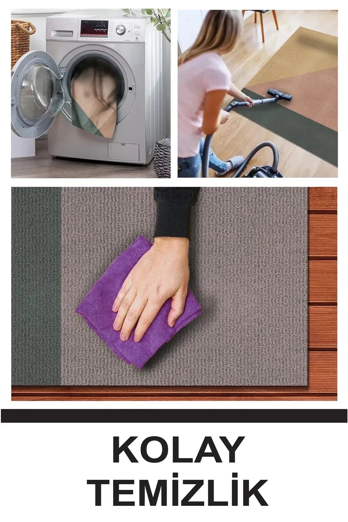 Fobcolors Modern Kadife Desenli Pamuk Tabanlı Yıkanabilen Kaydırmaz Antibakteriyel Salon Halısı - Aydahome