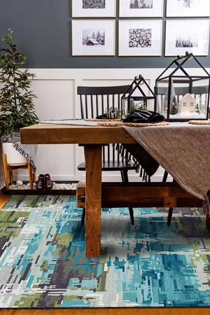 Ocımum Patchwork Kadife Pamuk Tabanlı Yıkanabilen Kaydırmaz Antibakteriyel Salon Halısı - Aydahome