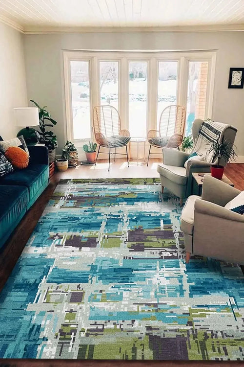 Ocımum Patchwork Kadife Pamuk Tabanlı Yıkanabilen Kaydırmaz Antibakteriyel Salon Halısı - Aydahome