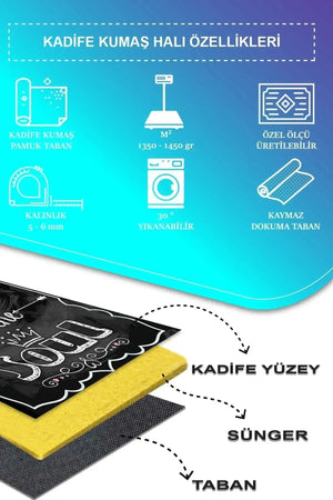 Gerards Modern Kadife Modern Pamuk Tabanlı Yıkanabilen Kaydırmaz Antibakteriyel Mutfak Halısı - Aydahome