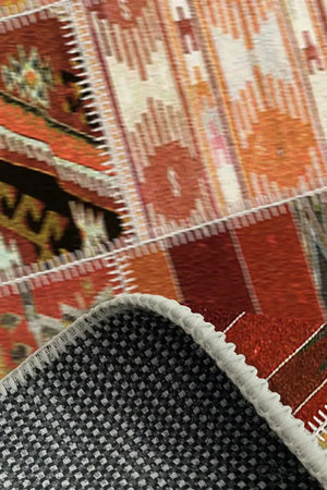 Carnosa Patchwork Desenli Kadife Pamukyıkanabilen Kaydırmaz Antibakteriyel Salon Halısı - Aydahome