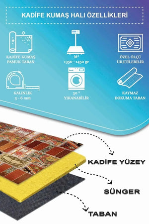 Carnosa Patchwork Desenli Kadife Pamukyıkanabilen Kaydırmaz Antibakteriyel Salon Halısı - Aydahome