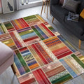 Bitsy Patchwork Kadife Modern Pamuk Tabanlı Yıkanabilen Kaydırmaz Antibakteriyel Salon Halısı - Aydahome