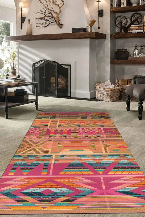 Cros Modern Desenli Kadife Pamuk Tabanlı Yıkanabilen Kaydırmaz Antibakteriyel Salon Halısı - Aydahome