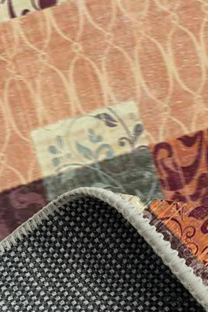 Banaf Patchwork Kadife Modern Pamuk Tabanlı Yıkanabilen Kaydırmaz Antibakteriyel Salon Halısı - Aydahome