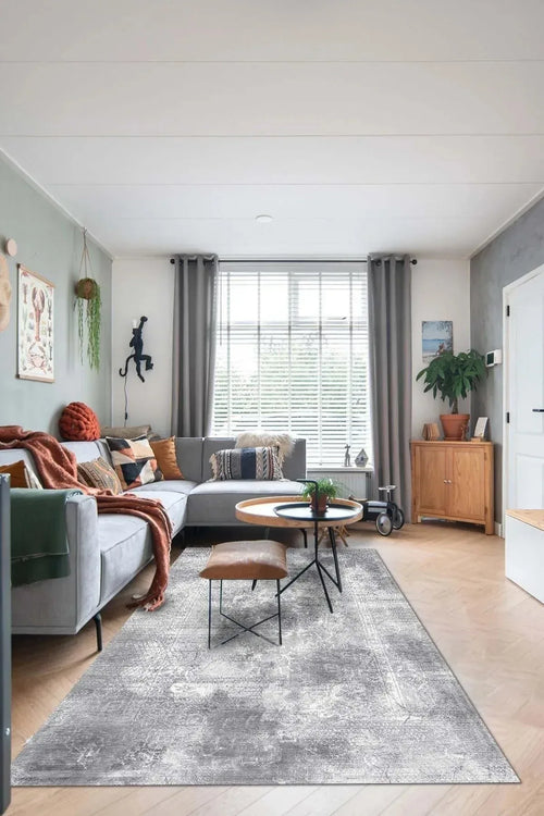 Kali Modern Kadife Eko Desenli Pamuk Tabanlı Yıkanabilen Kaydırmaz Antibakteriyel Salon Halısı - Aydahome