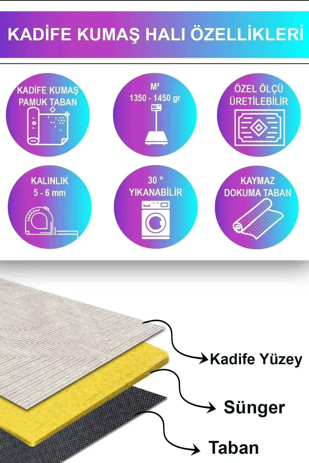 Tegan Modern Kadife Dekoratif Pamuk Taban Kaymaz Yıkanabilen Antibakteriyel Salon Halısı - Aydahome